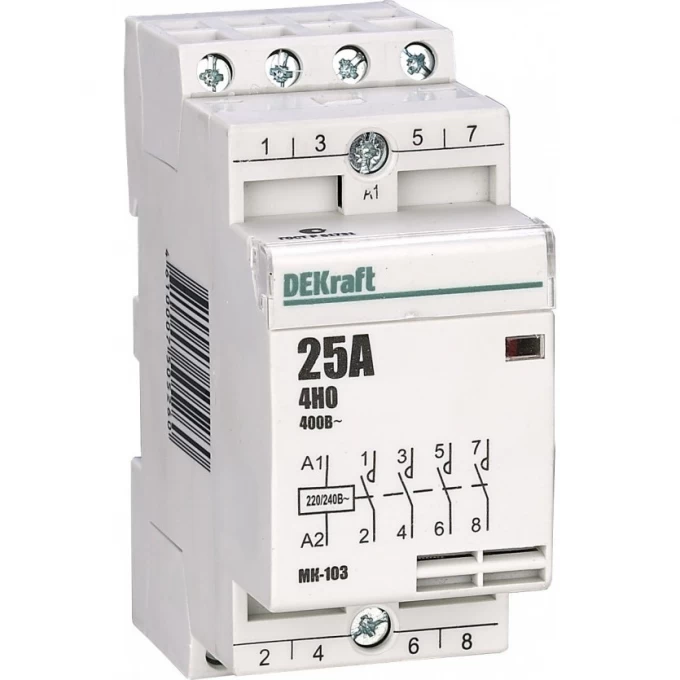 Модульный контактор DEKRAFT 4НО 20А 230В МК-103 18060DEK