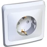 Розетка SCHNEIDER ELECTRIC ЭТЮД С/У с заземлением со шторками 16А 250B, белый, Россия PC16-004B