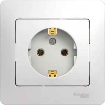 Розетка SCHNEIDER ELECTRIC GLOSSA с заземлением, в сборе, белый
