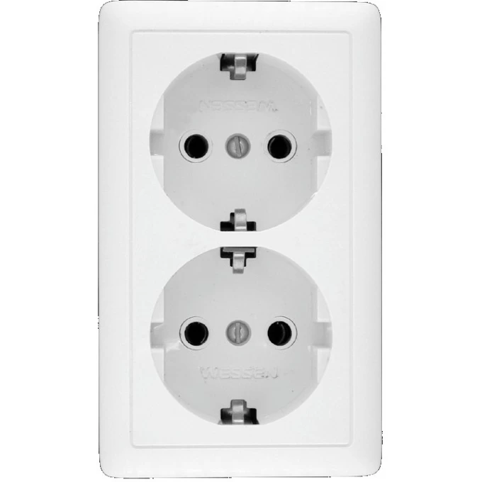 Розетка двойная SCHNEIDER ELECTRIC ХИТ О/У, с заземлением без шторок 16А, 250В, белый. Россия RA16-238-B Розетка двойная SCHNEIDER ELECTRIC ХИТ О/У, с заземлением без шторок 16А, 250В, белый. Россия RA16-238-B