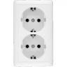 Розетка двойная SCHNEIDER ELECTRIC ХИТ О/У, с заземлением без шторок 16А, 250В, белый. Россия RA16-238-B