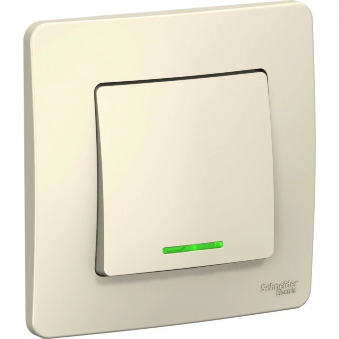 1-клавишный выключатель SCHNEIDER ELECTRIC BLANCA (cх.1) с подсветкой,6А, 250B, МОЛОЧНЫЙ BLNVS006112