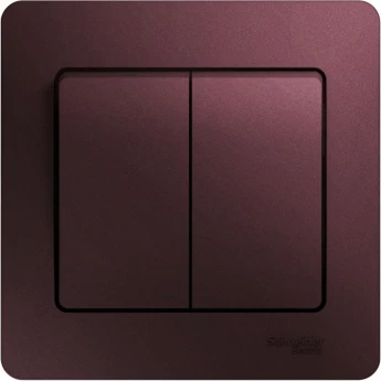 2-клавишный выключатель SCHNEIDER ELECTRIC GLOSSA, сх.5, 10АХ, в сборе, БАКЛАЖАНОВЫЙ