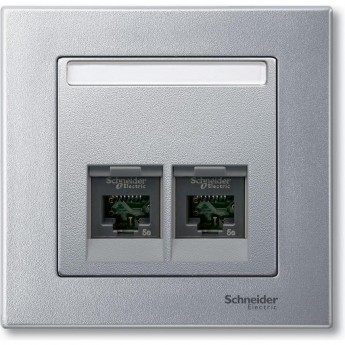 Центральная плата SCHNEIDER ELECTRIC MERTEN для розетки с разъемом RJ45 2 поста, АЛЮМИНИЙ, SM
