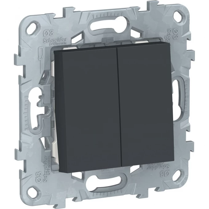 Переключатель 2-клавишный SCHNEIDER ELECTRIC UNICA NEW, 2 х сх. 6, антрацит NU521354 Переключатель 2-клавишный SCHNEIDER ELECTRIC UNICA NEW, 2 х сх. 6, антрацит NU521354