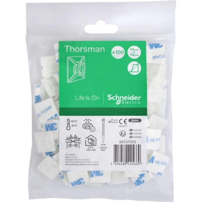 Площадка для кабельных стяжек SCHNEIDER ELECTRIC THORSMAN до 3,6мм IMT47000 Площадка для кабельных стяжек SCHNEIDER ELECTRIC THORSMAN до 3,6мм IMT47000