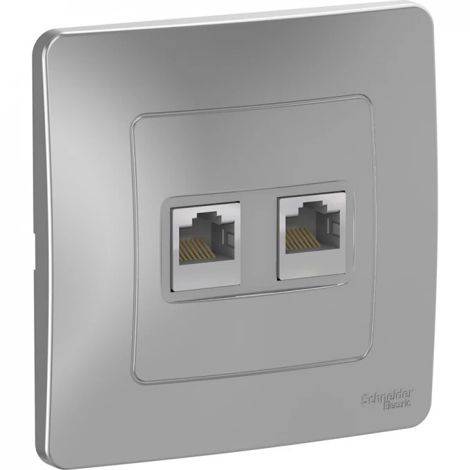Розетка двойная компьютерная SCHNEIDER ELECTRIC BLANCA с/у, RJ45, кат.5E, алюминий BLNIS045453 Розетка двойная компьютерная SCHNEIDER ELECTRIC BLANCA с/у, RJ45, кат.5E, алюминий BLNIS045453