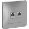 Розетка двойная компьютерная SCHNEIDER ELECTRIC BLANCA с/у, RJ45, кат.5E, алюминий BLNIS045453