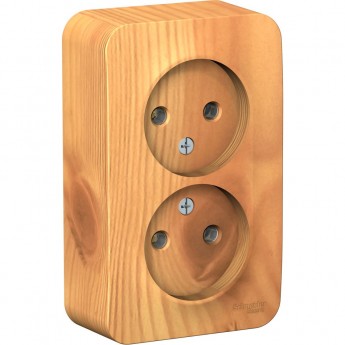 Розетка двойная SCHNEIDER ELECTRIC BLANCA без заземления, без шторок, с изолирующей пластиной, 16А, 250В, ясень