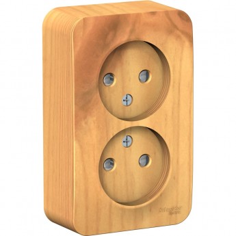 Розетка двойная SCHNEIDER ELECTRIC BLANCA без заземления, со шторкой, с изолирующей пластиной, 16А, 250В, ясень