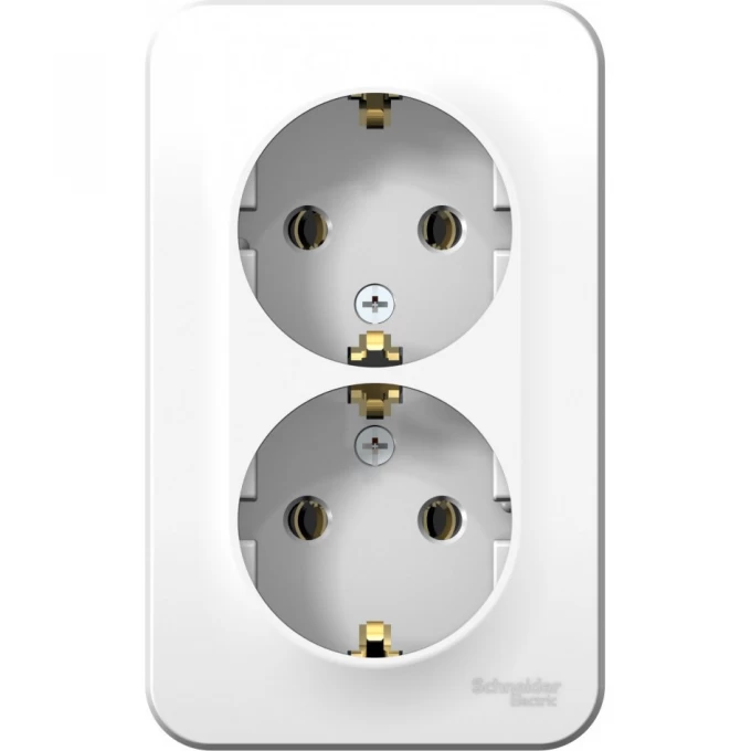Розетка двойная SCHNEIDER ELECTRIC BLANCA с заземлением, без шторок, с изолирующей пластиной, 16А, 250В, белый BLNRA010211 Розетка двойная SCHNEIDER ELECTRIC BLANCA с заземлением, без шторок, с изолирующей пластиной, 16А, 250В, белый BLNRA010211