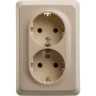 Розетка двойная SCHNEIDER ELECTRIC ЭТЮД С/У с заземлением без шторок 16А 250B, кремовый, Россия PC16-107K