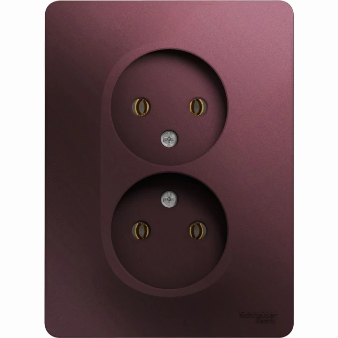 Розетка двойная SCHNEIDER ELECTRIC GLOSSA без заземления, в сборе, баклажановый GSL001120 Розетка двойная SCHNEIDER ELECTRIC GLOSSA без заземления, в сборе, баклажановый GSL001120