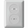 Розетка двойная SCHNEIDER ELECTRIC W59 без заземления со шторками, 16А, в сборе, шампань RS16-254-48