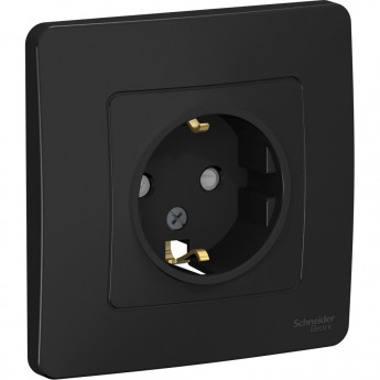 Розетка SCHNEIDER ELECTRIC BLANCA с/у, с заземлением, со шторками, 16А, 250В, антрацит