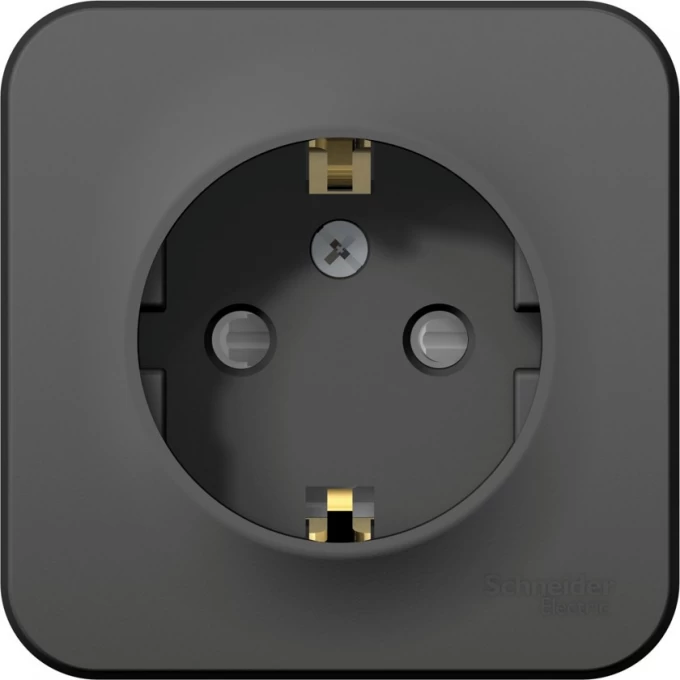 Розетка SCHNEIDER ELECTRIC BLANCA с заземлением, со шторками, 16А, 250В, антрацит BLNRA011106