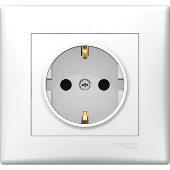 Розетка SCHNEIDER ELECTRIC SEDNA с заземлением, со шторкой, в сборе (в упак. 5 шт.), белый
