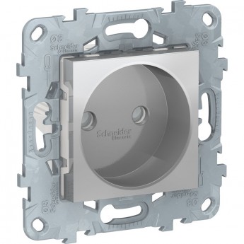 Розетка SCHNEIDER ELECTRIC UNICA NEW без заземления, со шторками, с винтовыми зажимами, 16 А, 250 В, алюминий