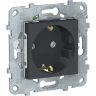 Розетка SCHNEIDER ELECTRIC UNICA NEW с заземлением, со шторками,с быстрозажимными клеммами, антрацит NU505754