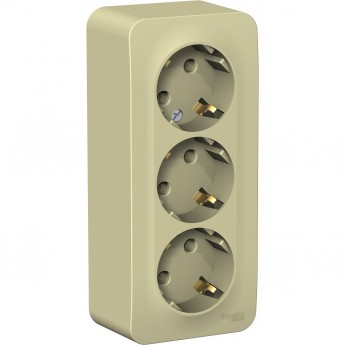 Трёхместная розетка SCHNEIDER ELECTRIC BLANCA с заземлением, без шторок, с изолирующей пластиной, 16А, 250В, БЕЖЕВЫЙ
