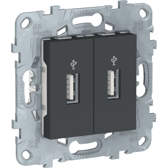 USB-коннектор SCHNEIDER ELECTRIC UNICA NEW, 2-местный, антрацит NU542754 USB-коннектор SCHNEIDER ELECTRIC UNICA NEW, 2-местный, антрацит NU542754