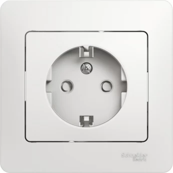 Розетка SCHNEIDER ELECTRIC GLOSSA с заземлением, со шторкой, в сборе, белый
