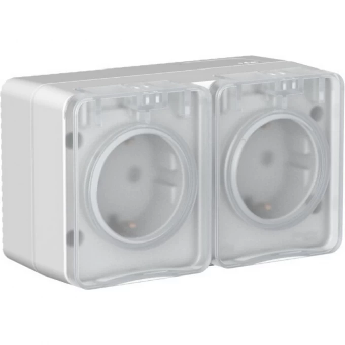 Розетка двойная SCHNEIDER ELECTRIC ATLASDESIGN PROFI IP54 заземление защитные шторки 16А ATN543026