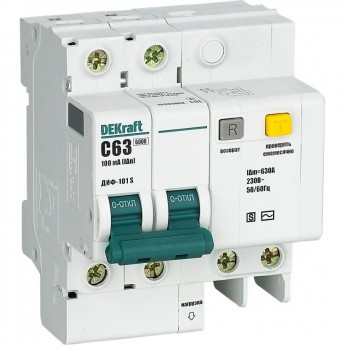 Дифференциальный автоматический выключатель SCHNEIDER ELECTRIC DEKRAFT со встр. защ. от сверхтоков 2P 63A 100мА селективный ДИФ-101 S